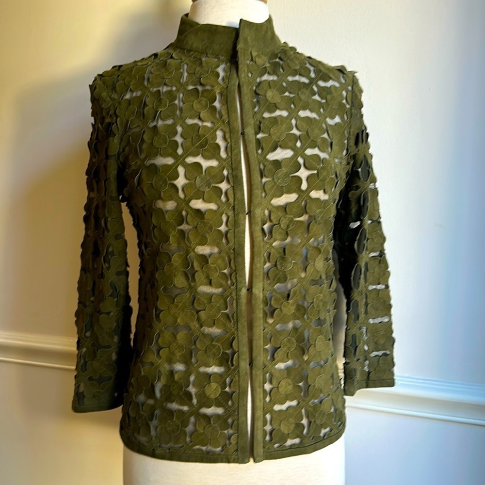 In Transit 2 Green Suede Coat Jacket Size Small